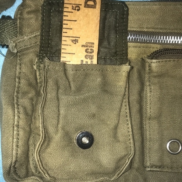 Unbranded army green canvas messenger purse adjustable strap cute details - Picture 10 of 10